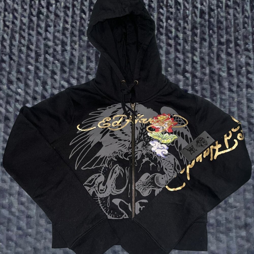 Ed Hardy Sweatshirt Zip-Up, Size L